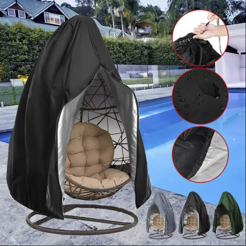 Patio Chair Cover Waterproof Dustproof Swing Chair Covers Egg Shaped Hanging Chair Dust Cover Protector Outdoor Garden Furniture