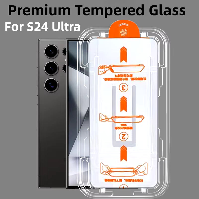 Premium Tempered Glass for  Galaxy S24 Ultra Auto Dust Remove Kit Screen Protector S24+Plus S24Ultra Protective Glass