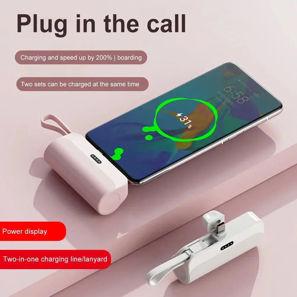 Mini Power Bank 30000Mah Built in Cable 2 in 1 Power Bank Battery Portable Charger for Iphone Samsung Xiaomi Spare Power Bank