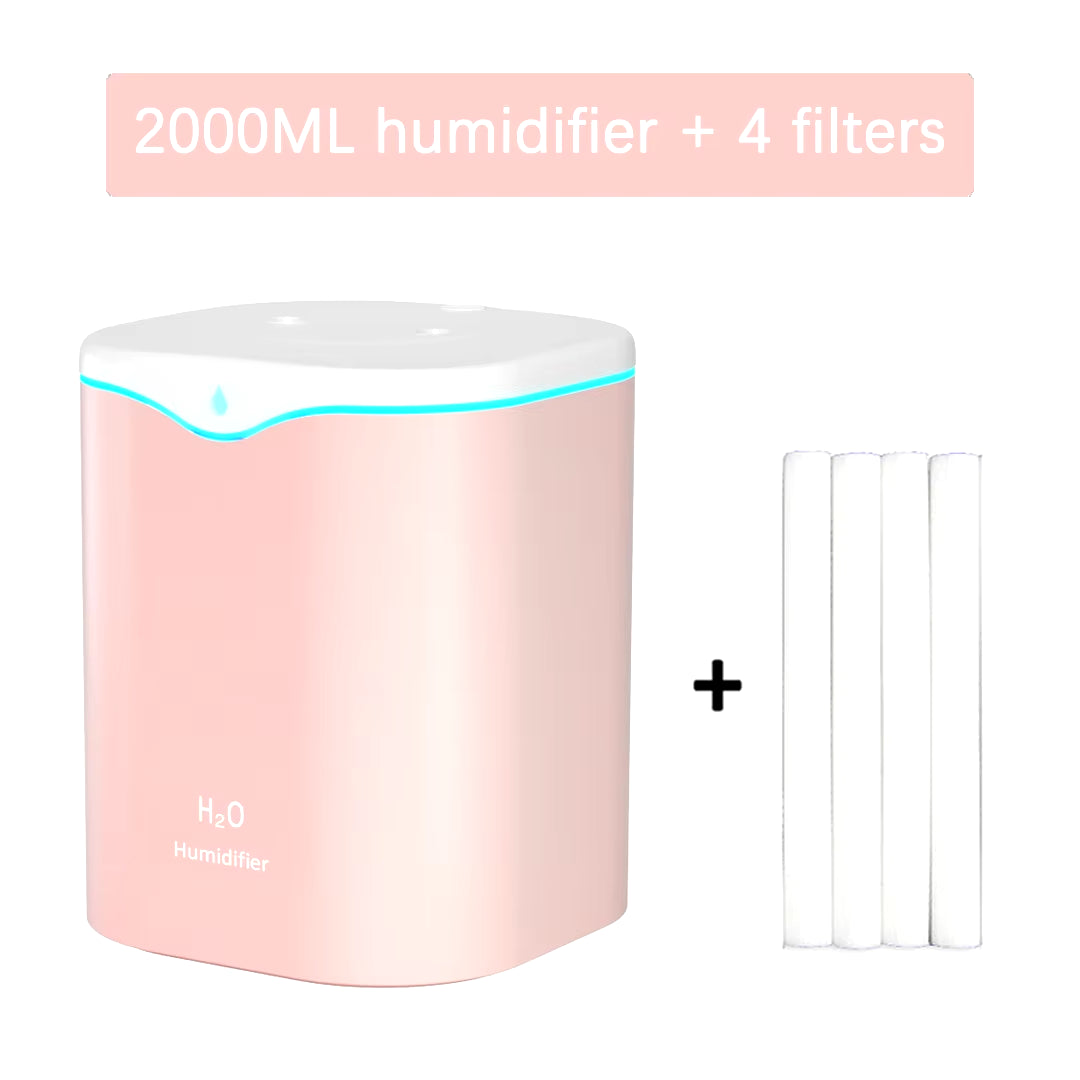 New 2000ML USB Air Humidifier Double Spray Port Essential Oil Aromatherapy Diffuser Cool Mist Maker Fogger for Home Office