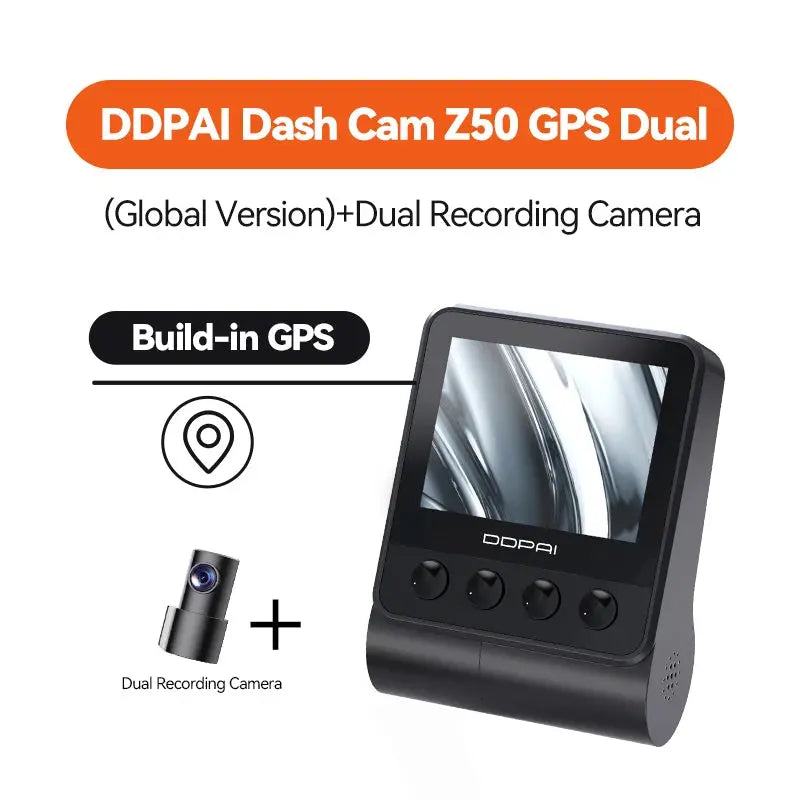 Dash Cam Z50 Front and Rear 4K, Cam Car Camera with 2160P Front +1080P Rear, Built-In Wifi GPS, Dual Dash Camera for Cars