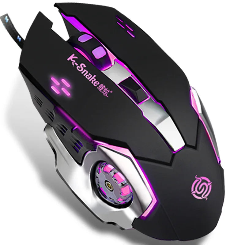 Q5 USB Wired Mechanical Metal Mouse, 2400Dpi RGB Optical Mouse Ergonomic Design Programmable Gaming Mouse for PC Laptop Office