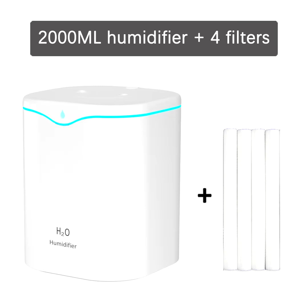 New 2000ML USB Air Humidifier Double Spray Port Essential Oil Aromatherapy Diffuser Cool Mist Maker Fogger for Home Office