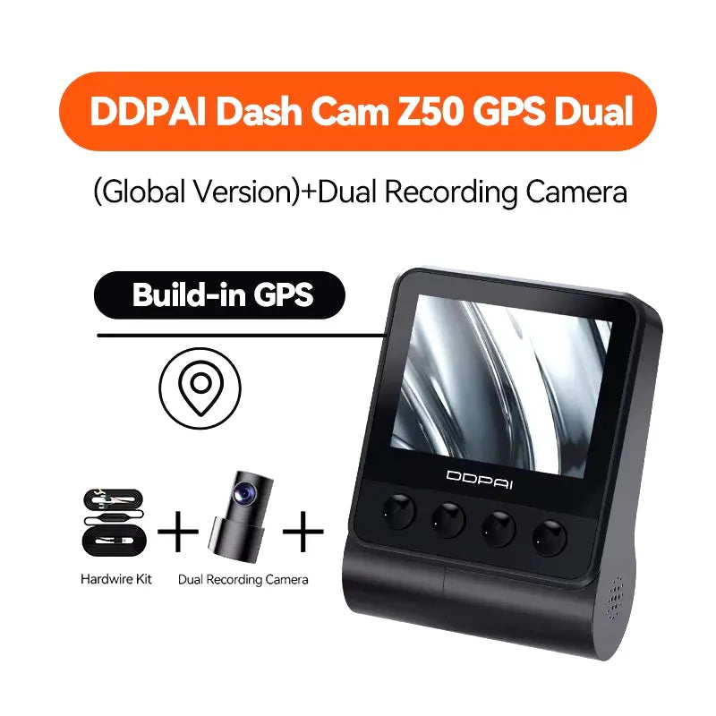 Dash Cam Z50 Front and Rear 4K, Cam Car Camera with 2160P Front +1080P Rear, Built-In Wifi GPS, Dual Dash Camera for Cars