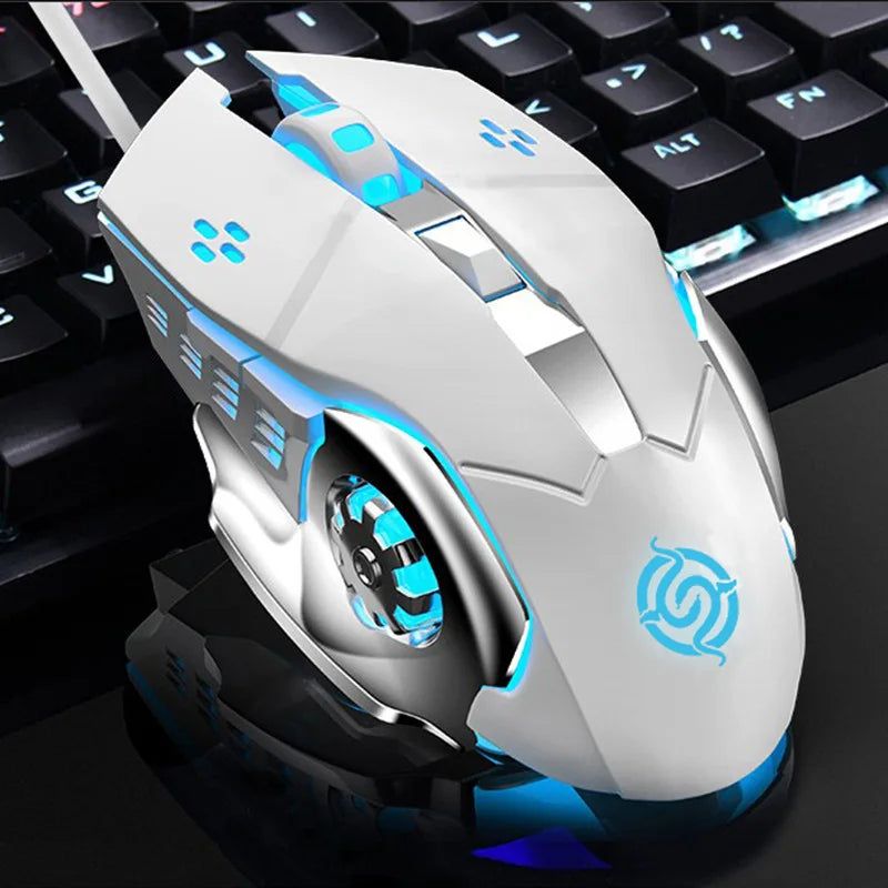 Q5 USB Wired Mechanical Metal Mouse, 2400Dpi RGB Optical Mouse Ergonomic Design Programmable Gaming Mouse for PC Laptop Office